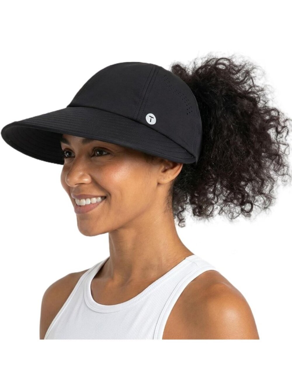 Stylish Wide Brim Sun Hat for Women - High Ponytail Baseball Cap, Cooling Design